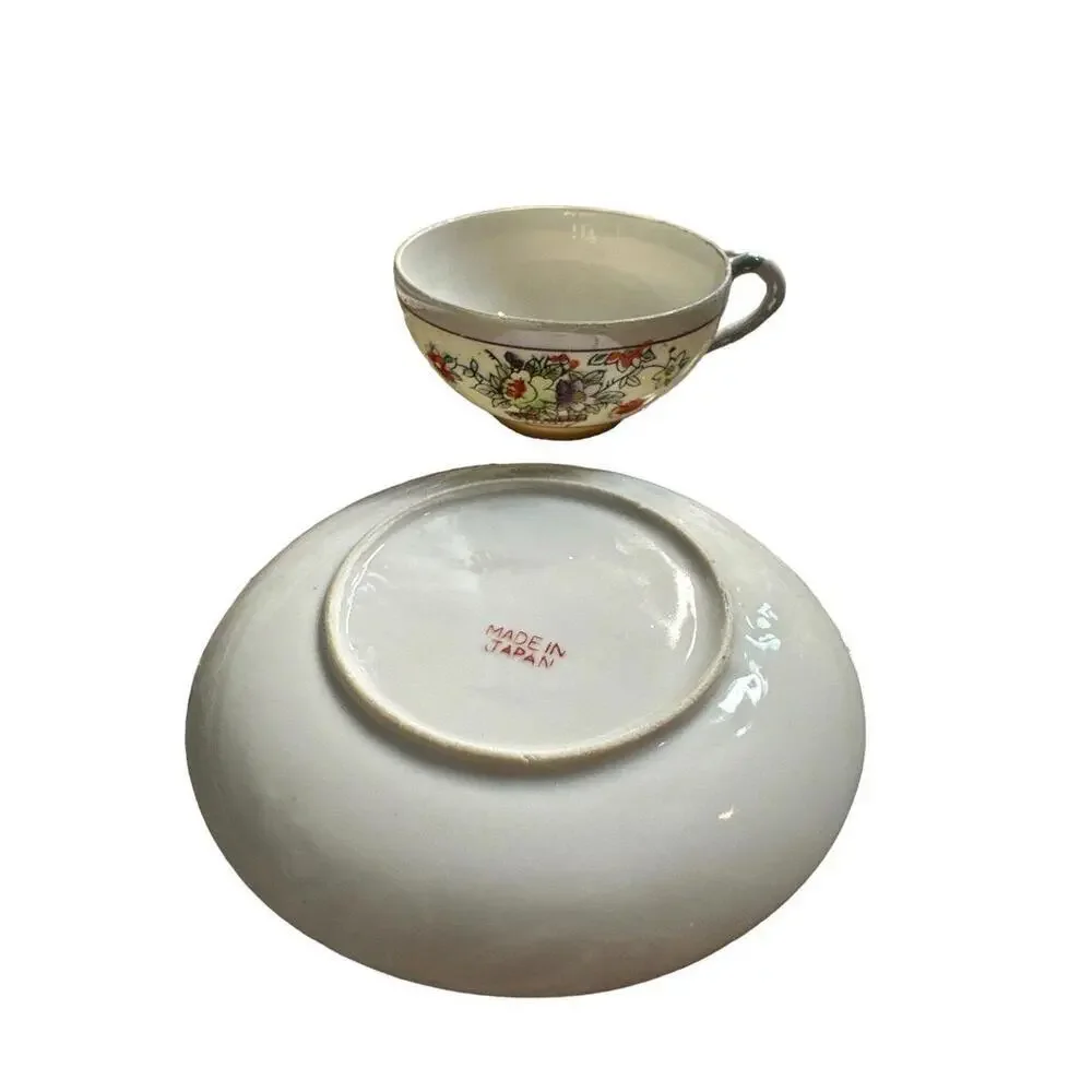 Vintage Porcelain Peach/Blue Luster Art Deco Stylized kids teacup